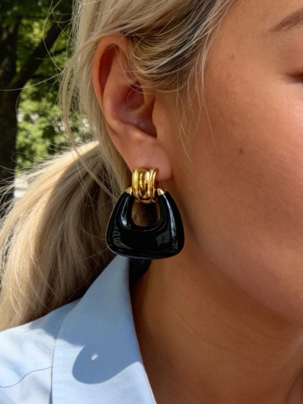 Gold & Black Statement Drop Earrings - Elegant Women Jewelry